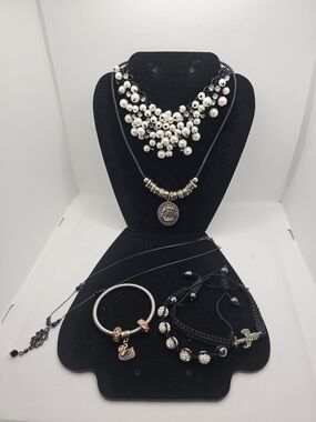 Elegant Black & Pearl Large Jewelry Lot.